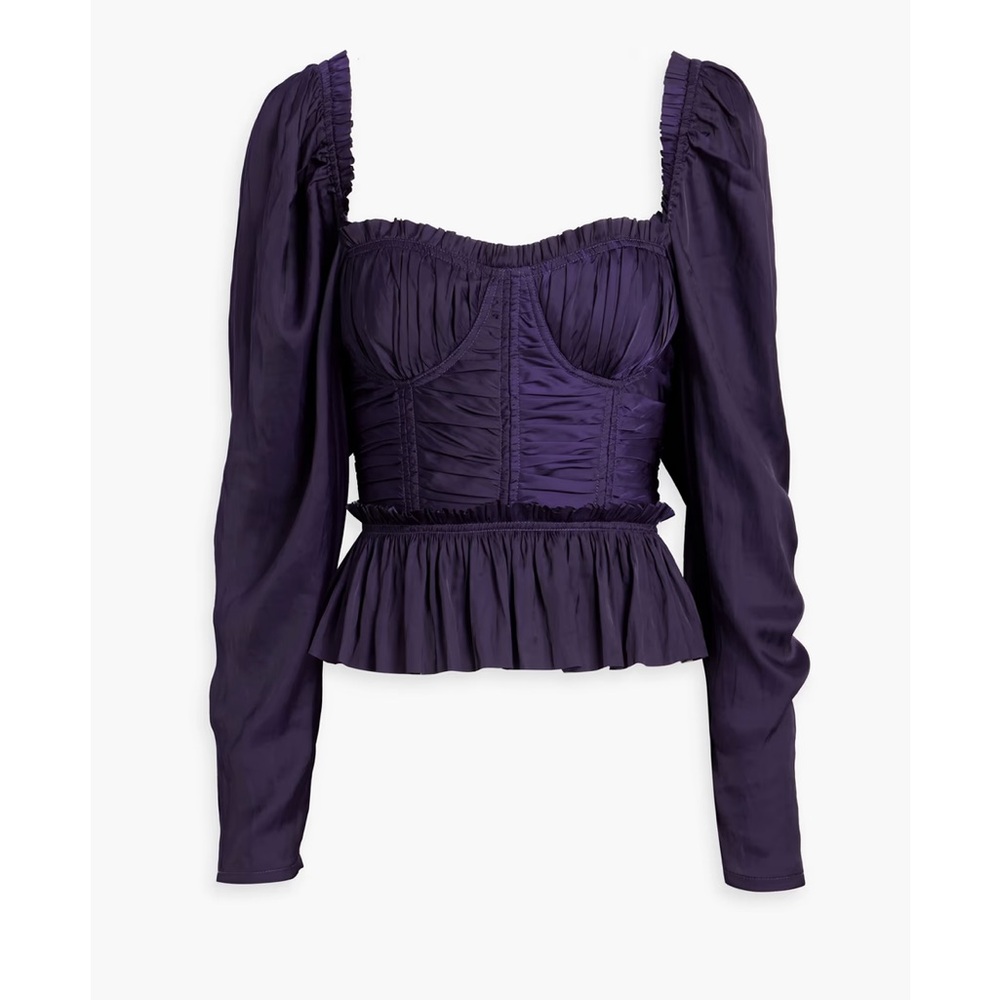 Ulla Johnson Mia ruffled gathered peplum satin blouse - purple - never worn